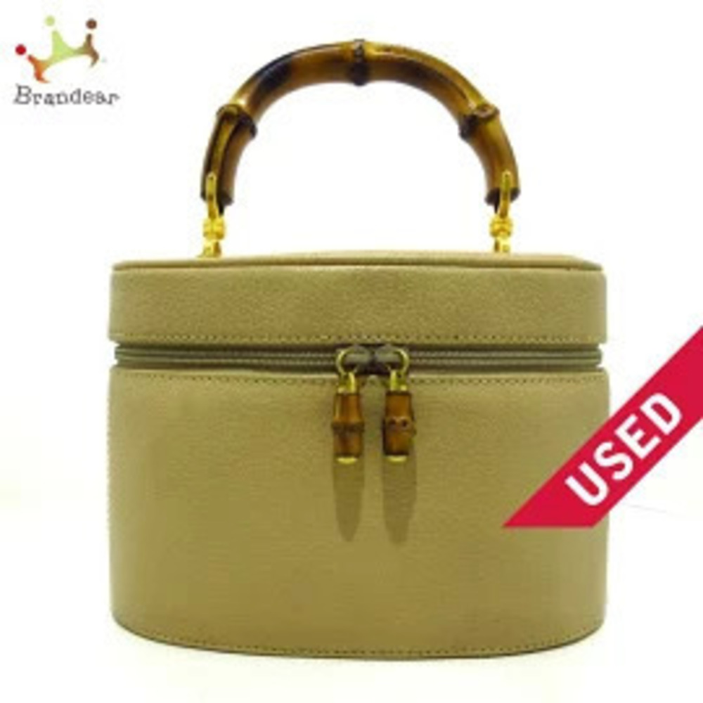 Gucci Bamboo Handbag Beige Cream Leather x Wood